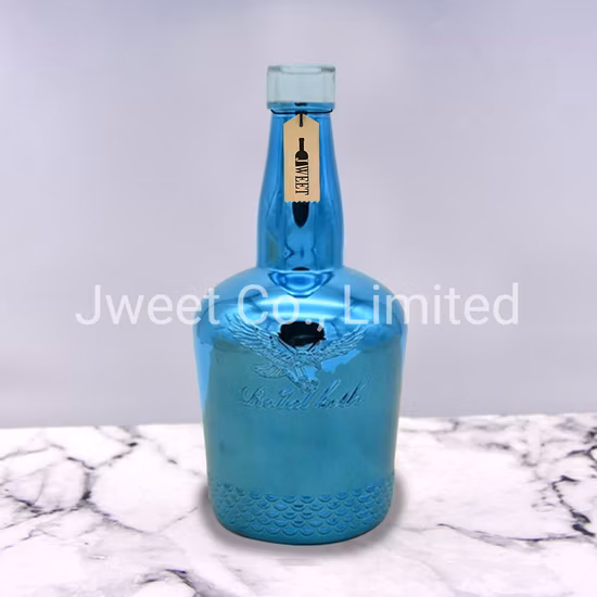 Bottiglia di vetro di vino con fondo verde dipinto a forma irregolare personalizzata in fabbrica